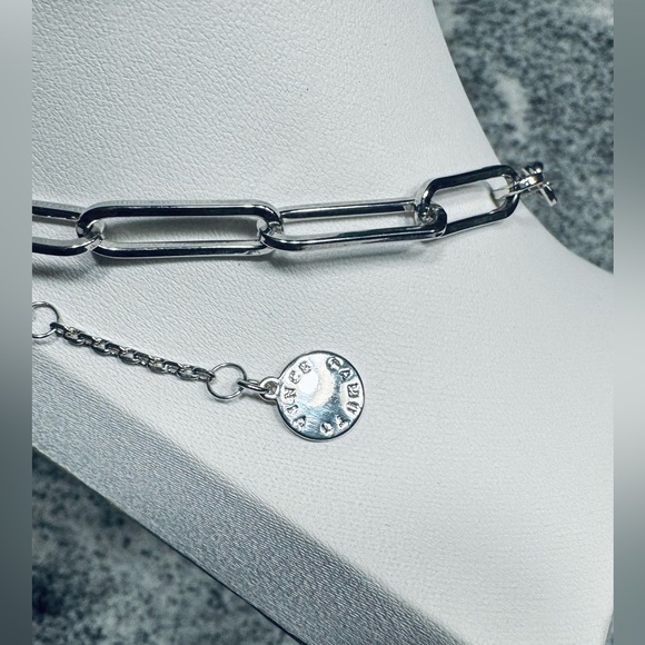 💚💚💚💚 PAPER-CLIP Pavé Crystal Chain Necklace 18” or less! NWT - Picture 8 of 8